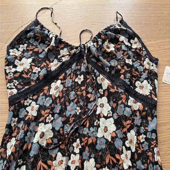 🆕Free People All I Wanted Maxi Slip Dress Black Combo Straps Slit XL🆕 - Picture 15 of 16